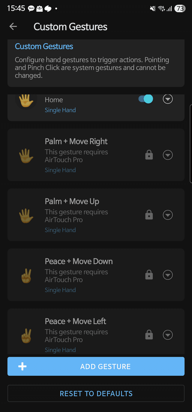 Custom gestures scroll